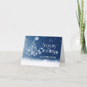 Seasons Greetings Tree Snow Business Holiday Card