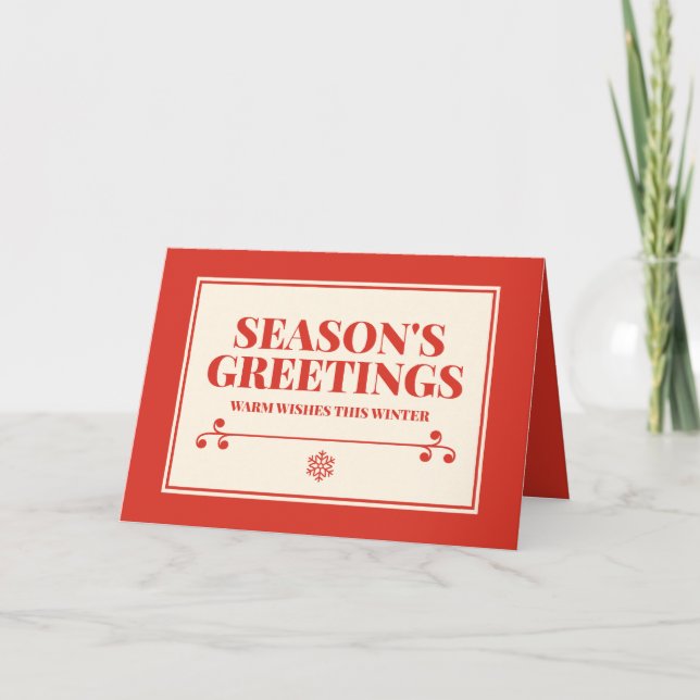 Season's Greetings Typography Christmas Photo Card (Front)