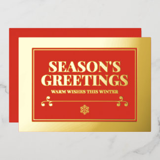 Season's Greetings Typography Foil Holiday Card
