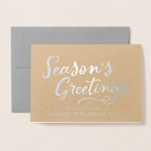 Season's Greetings Typography   Holiday Greetings Foil Card