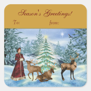 Season's Greetings Victorian Gift Tag Stickers