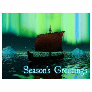 Season's Greetings - Viking Ship Photo Sculpture Magnet