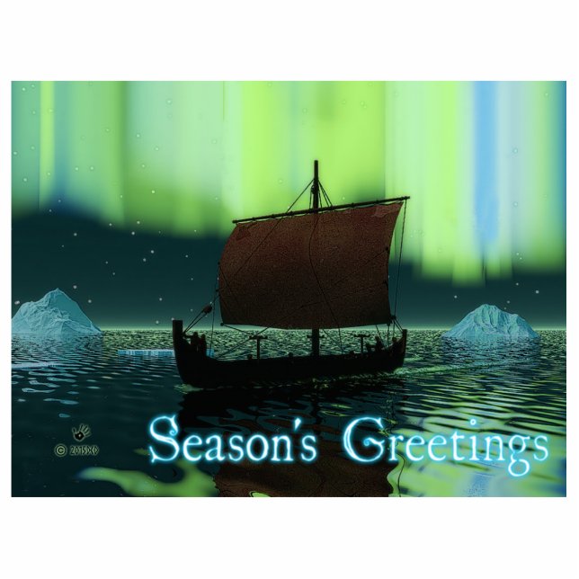 Season's Greetings - Viking Ship Photo Sculpture Magnet (Front)