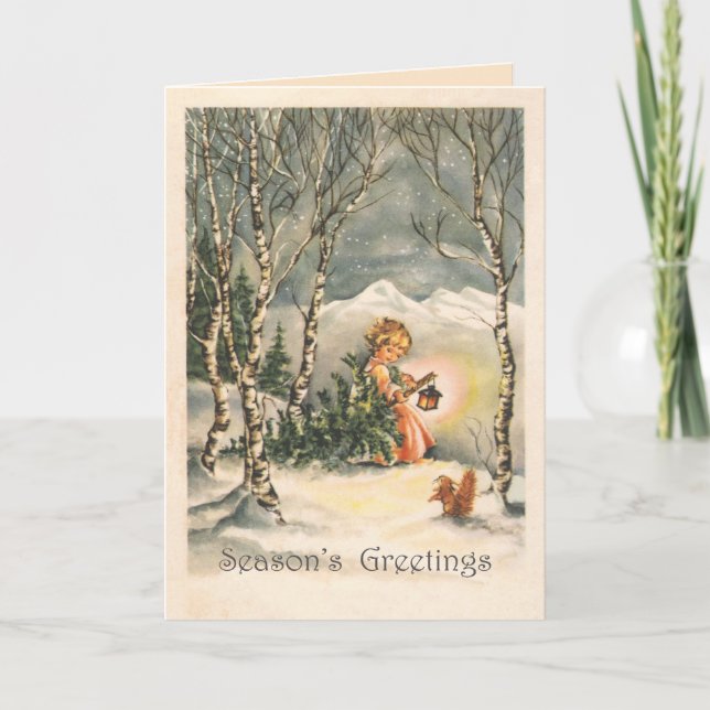 Season's Greetings Vintage Custom Greeting Card (Front)