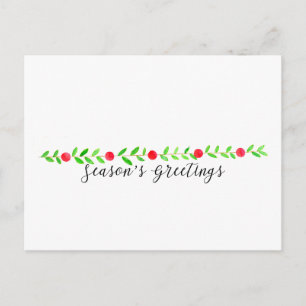 Season's Greetings , watercolor Christmas banner Postcard