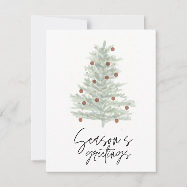 "Season's Greetings" Watercolor Christmas Card (Front)