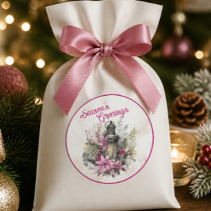 Season's Greetings Watercolor Christmas Lantern Classic Round Sticker