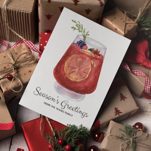 Season's Greetings Watercolor Drink Christmas Holiday Card
