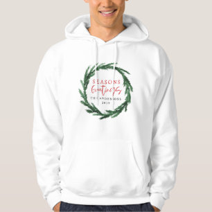 Seasons greetings watercolor wreath modern holiday hoodie