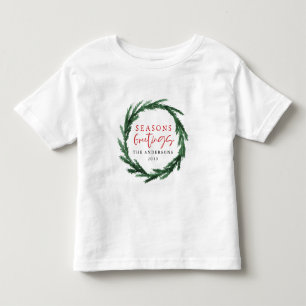 Seasons greetings watercolor wreath modern holiday toddler T-Shirt