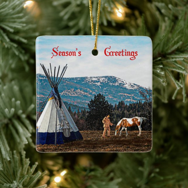 Season's Greetings - Winter Camp Ceramic Ornament (Tree)
