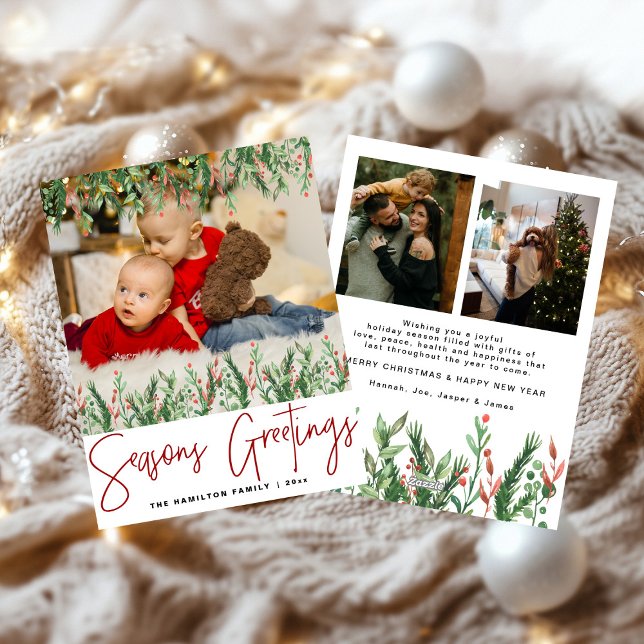 Seasons Greetings Winter Foliage Holiday Card (Creator Uploaded)