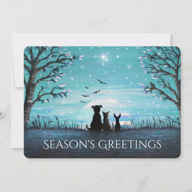 Season's Greetings Winter Sunset Personalise Holiday Card (Front)