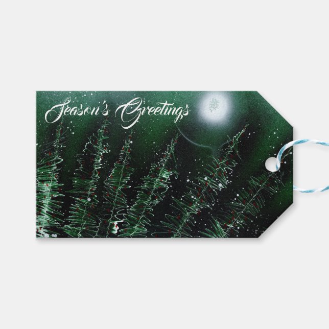 Season's Greetings Wintergreen Gift Tags (Front (Horizontal))