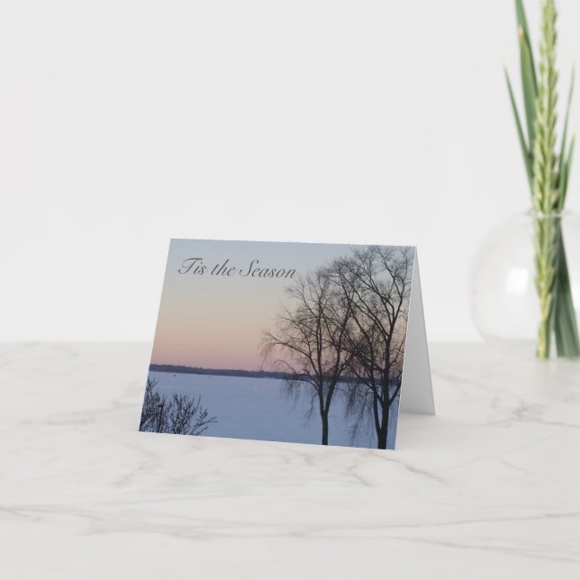 Seasons Greetings Wisconsin Winter Lake Christmas Card (Front)