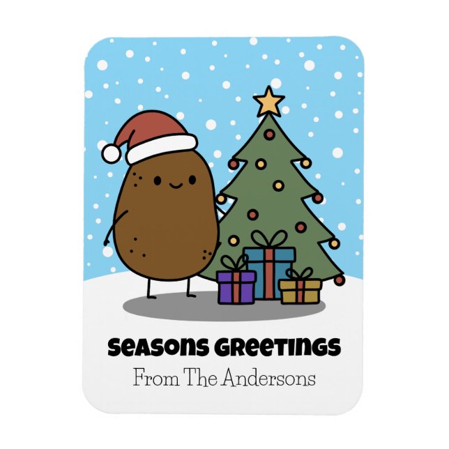 Seasons Greetings With A Potato Magnet (Vertical)