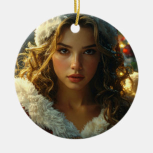 SEASON'S GREETINGS with Mrs. Santa Ceramic Tree Decoration