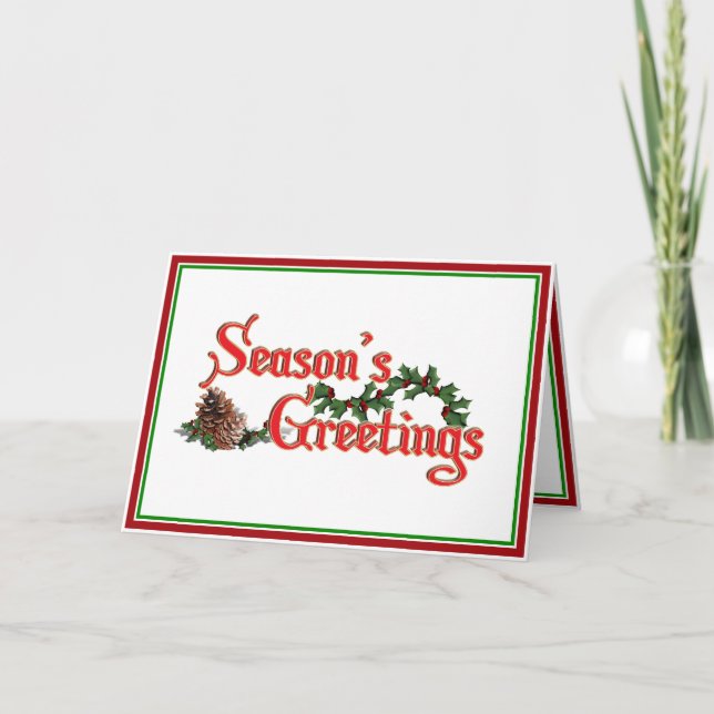 Season's Greetings with Pine Cones (for Business) Holiday Card (Front)