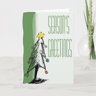 Season's Greetings-Wood Cut Design Holiday Card