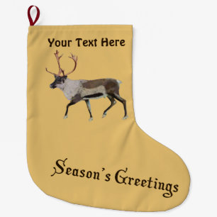 Season's Greetings - Woodland Caribou Large Christmas Stocking