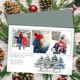 Season's Greetings Woodland Photo Collage  Holiday Card