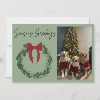Seasons Greetings Wreath Photo Card
