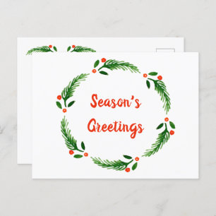 Season's Greetings Wreath Post Card