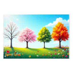 Seasons in Harmony – Four Trees Through the Year Photo Print