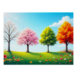 Seasons in Harmony – Four Trees Through the Year Poster