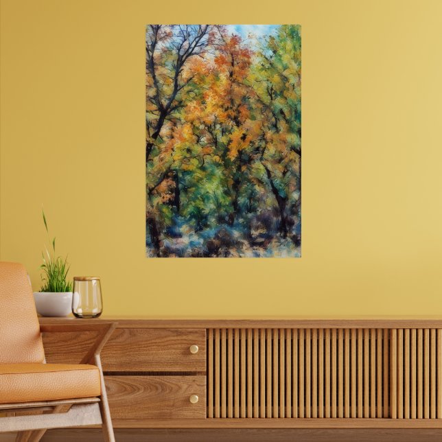 Seasons Oak Tree Abstract Art Poster (Living Room 2)