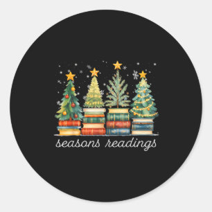 Seasons Readings All Booked For Christmas Book Rea Classic Round Sticker
