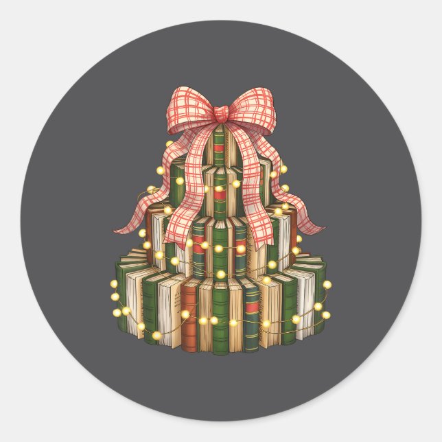 Seasons Readings All Booked For Christmas Books Xm Classic Round Sticker (Front)
