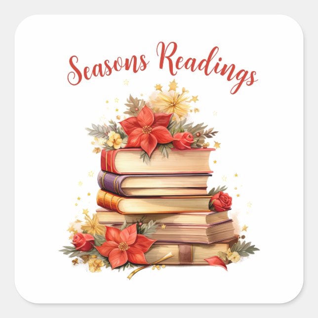Seasons Readings, Book Lover Square Sticker (Front)