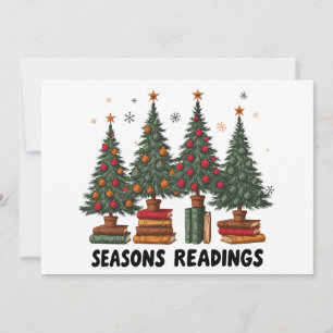 Seasons Readings Christmas Decorated Trees on Book Invitation