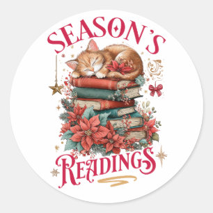 Season's Readings Cosy Kitten  Classic Round Sticker