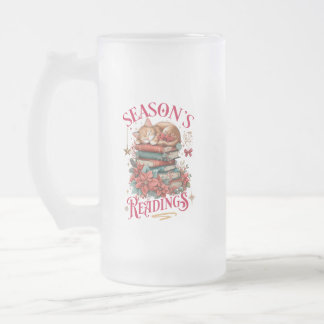 Season's Readings Cosy Kitten Frosted Glass Beer Mug