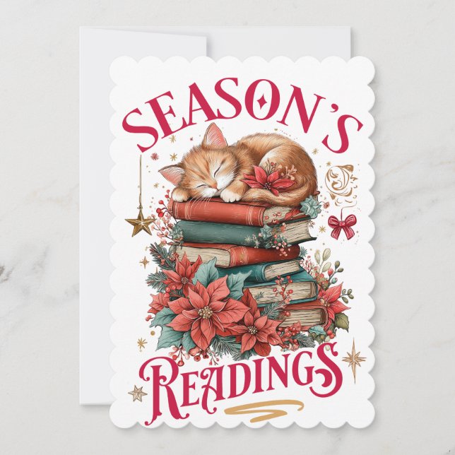 Season's Readings Cosy Kitten  Holiday Card (Front)