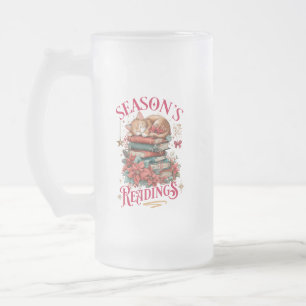 Season's Readings Cozy Kitten  Frosted Glass Beer Mug