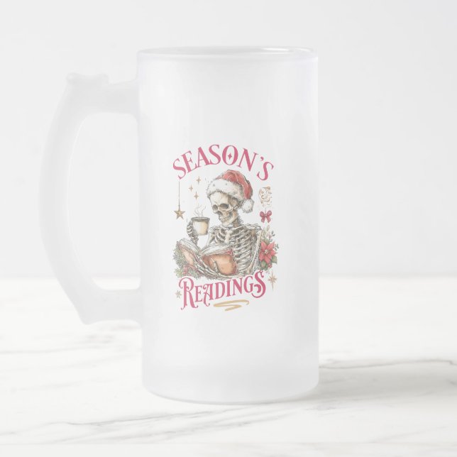 Season's Readings  Frosted Glass Beer Mug (Left)