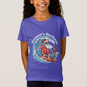 Season's Surfings Funny Surfing Santa Hawaiian T-Shirt