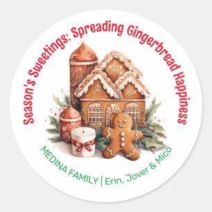 Season's Sweetings Gingerbread Christmas Classic Round Sticker
