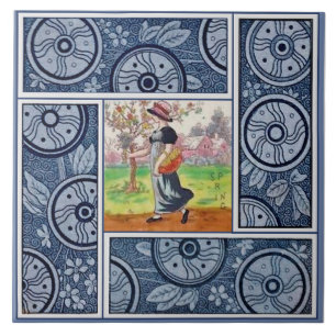 Seasons Tiles: Spring by Kate Greenaway Repro 1880 Tile