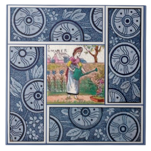 Seasons Tiles: Summer by Kate Greenaway Repro 1880 Tile