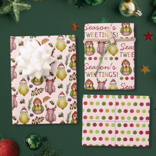 Seasons Tweetings Cute Bird Christmas Patterns Wrapping Paper Sheet
