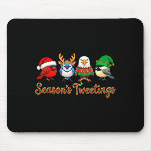 Season's Tweetings Funny Christmas Birdwatcher Squ Mouse Mat
