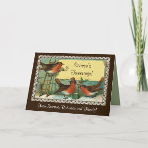 Season's Tweetings Three Robins Cute Holiday Cards