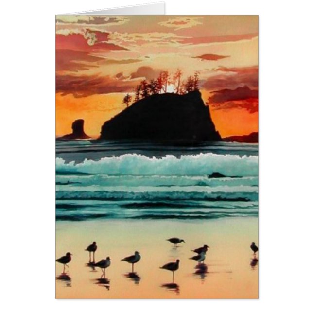 "Seastacks" Ocean Sunset Watercolor (Front)