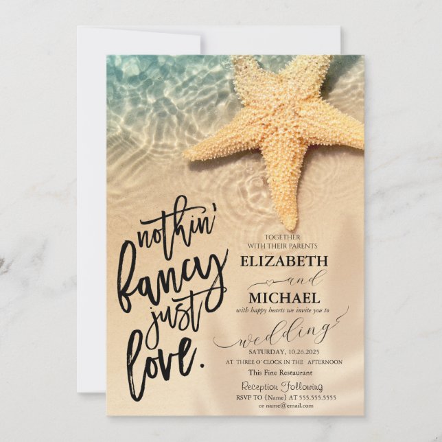 Seastar Sand Beach Wedding Invitation (Front)
