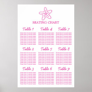 Seastar starfish Wedding Seating Table Planner 1-9 Poster