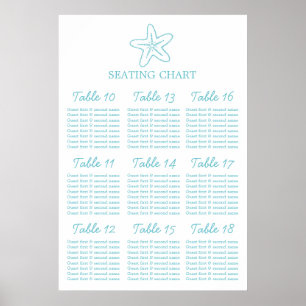 Seastar Wedding Seating Table Planner 10-18 Poster